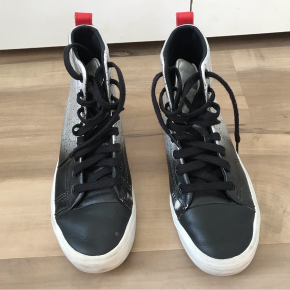 Black and Grey Adidas High Top with hint of Red - Picture 1 of 6